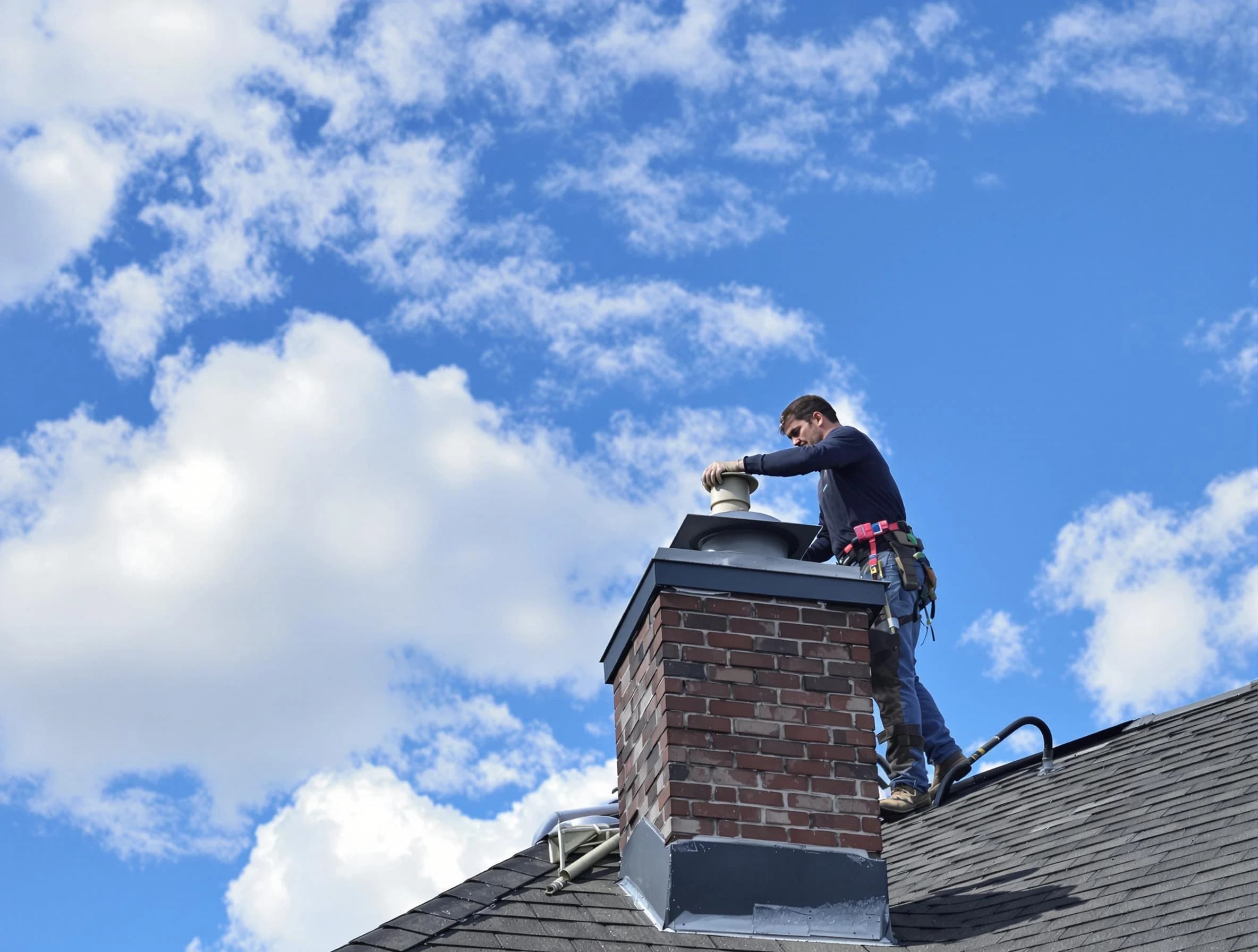 Parsippany-Troy Hills Chimney Sweep installing a sturdy chimney cap in Parsippany-Troy Hills, NJ