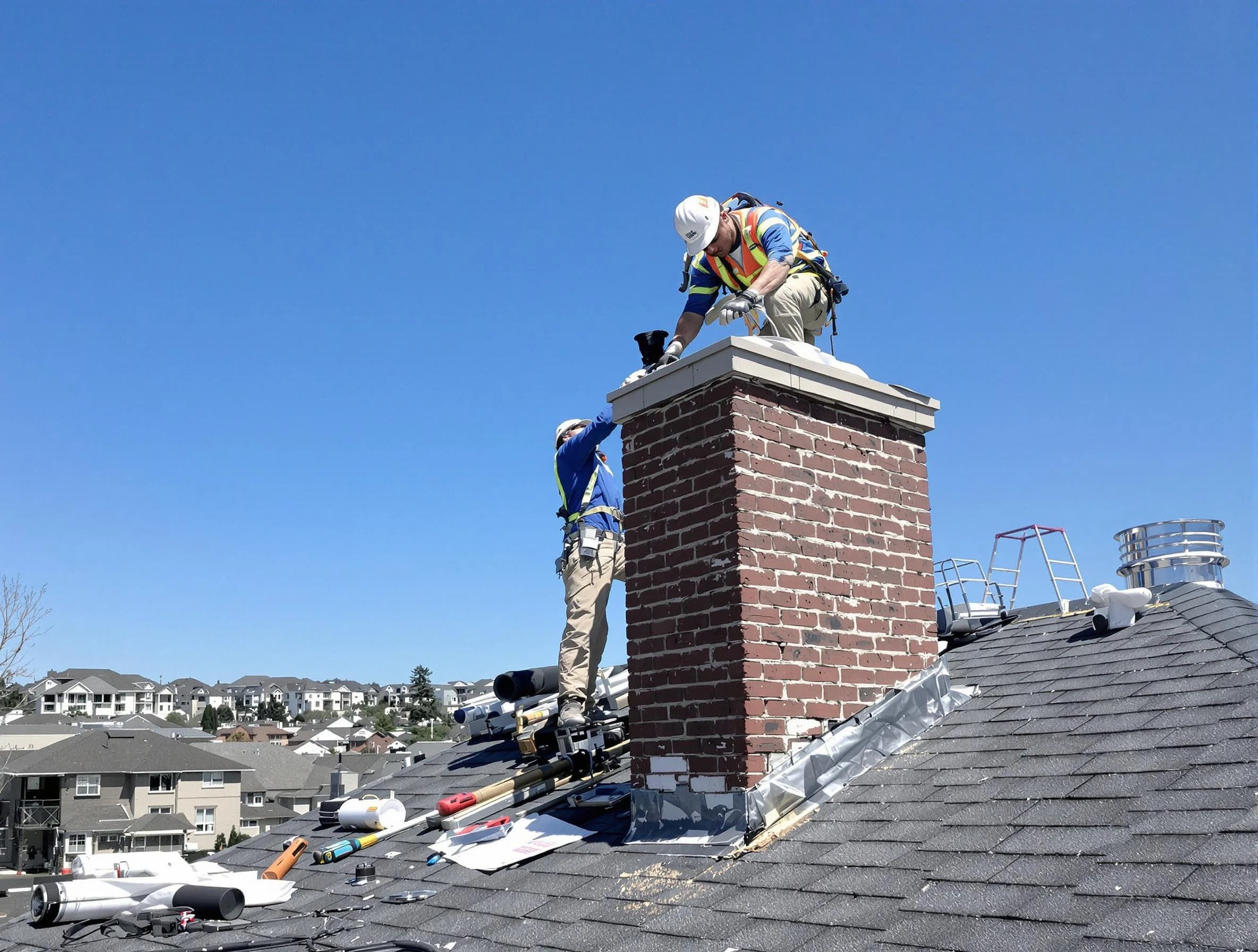 Parsippany-Troy Hills Chimney Sweep repairing a chimney crown in Parsippany-Troy Hills, NJ