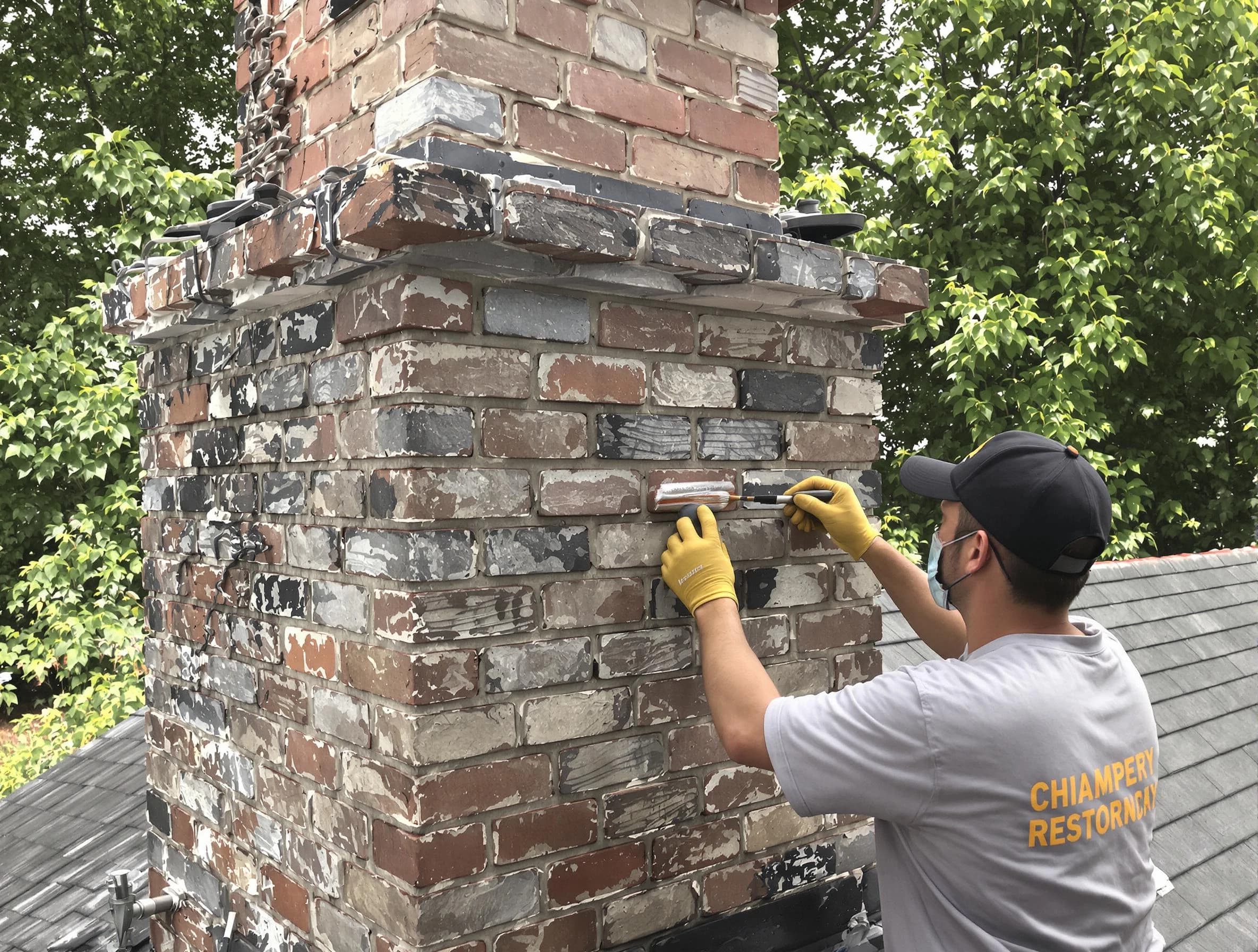 In-progress chimney restoration by Parsippany-Troy Hills Chimney Sweep in Parsippany-Troy Hills, NJ