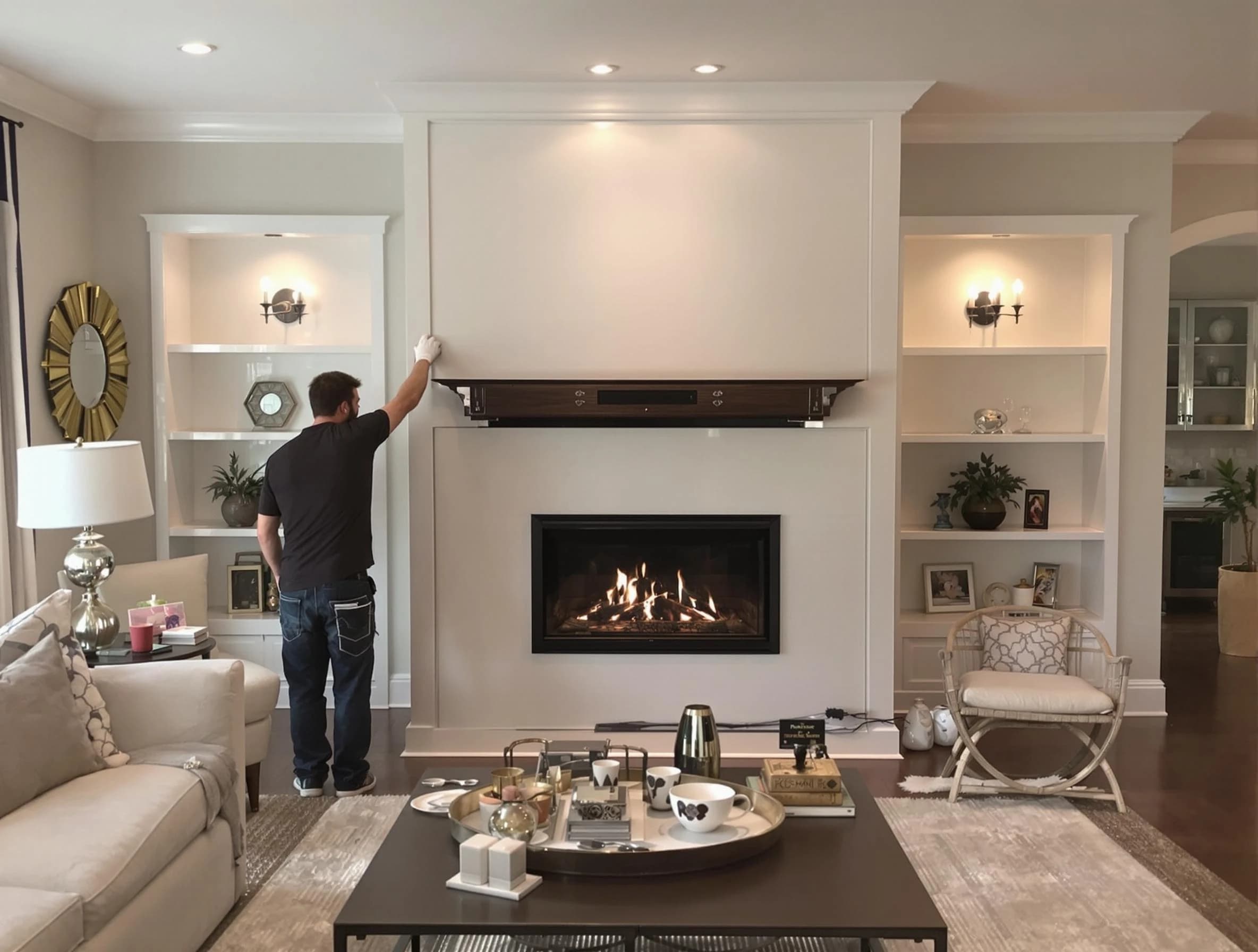 Parsippany-Troy Hills Chimney Sweep installing a new fireplace in Parsippany-Troy Hills, NJ