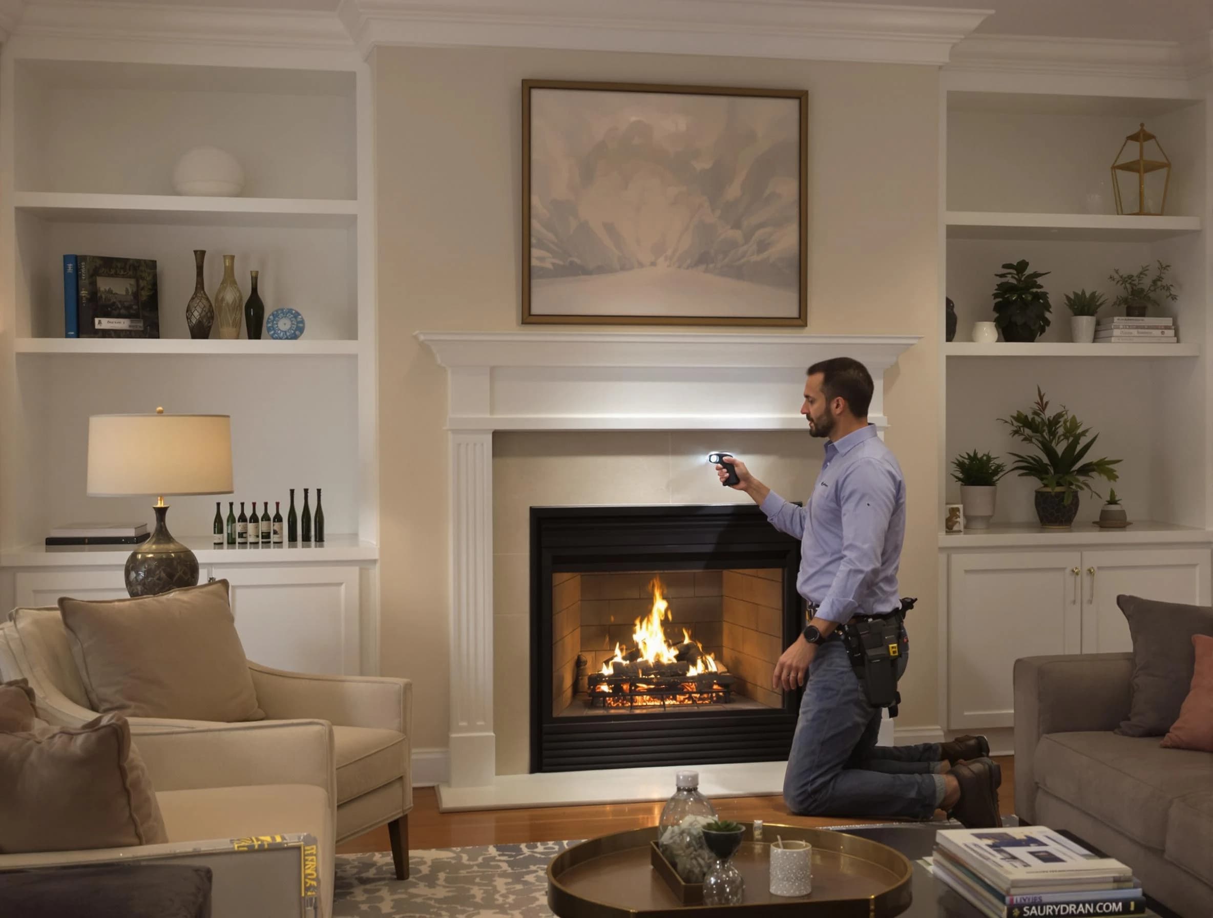 Parsippany-Troy Hills Chimney Sweep conducting a fireplace safety inspection in Parsippany-Troy Hills, NJ