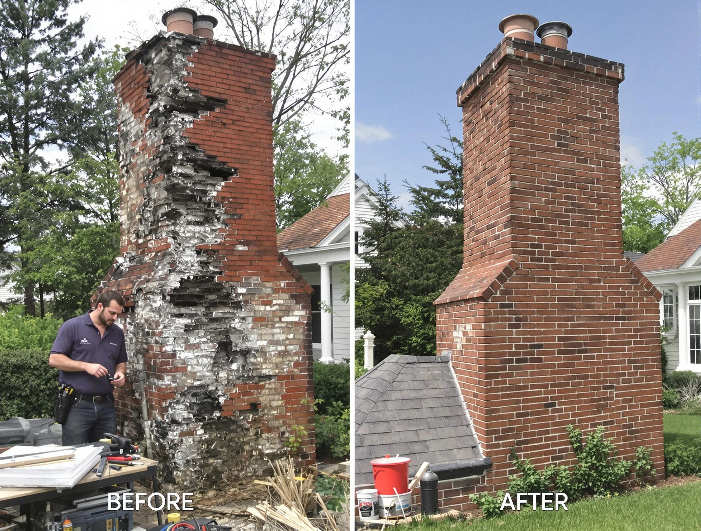 Parsippany-Troy Hills Chimney Sweep performing a full chimney restoration in Parsippany-Troy Hills, NJ