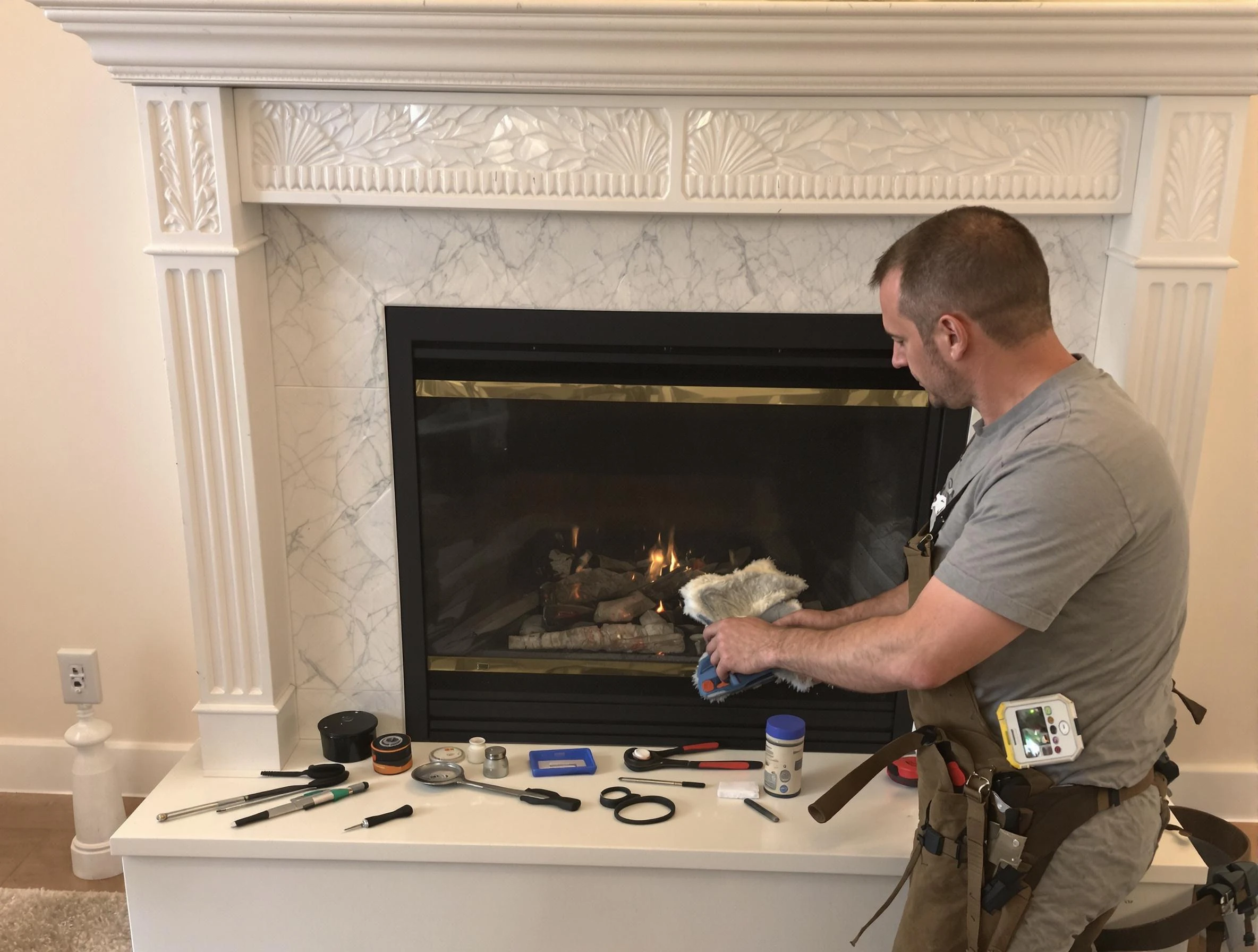 Parsippany-Troy Hills Chimney Sweep performing fireplace maintenance in Parsippany-Troy Hills, NJ